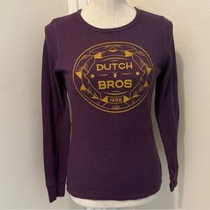 Dutch Bros Logo Waffle Knit Fitted Long Sleeve Shirt.
